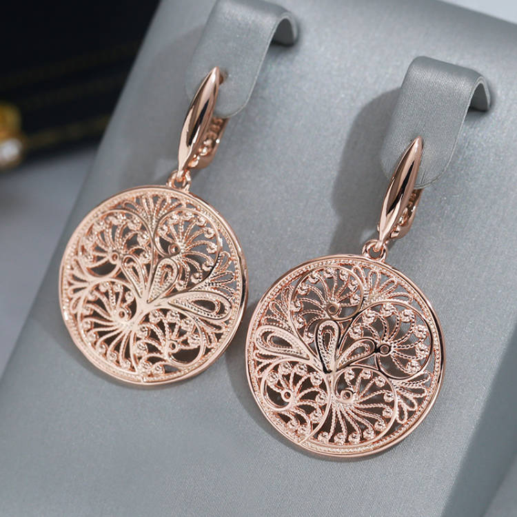 Ethnic Fashion Dubai - Wbmqda Hollow Metal Flower Long Drop
