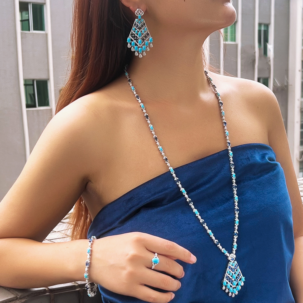 CWWZircons 4pcs Elegant Blue T - Ethnic Fashion Dubai review and price