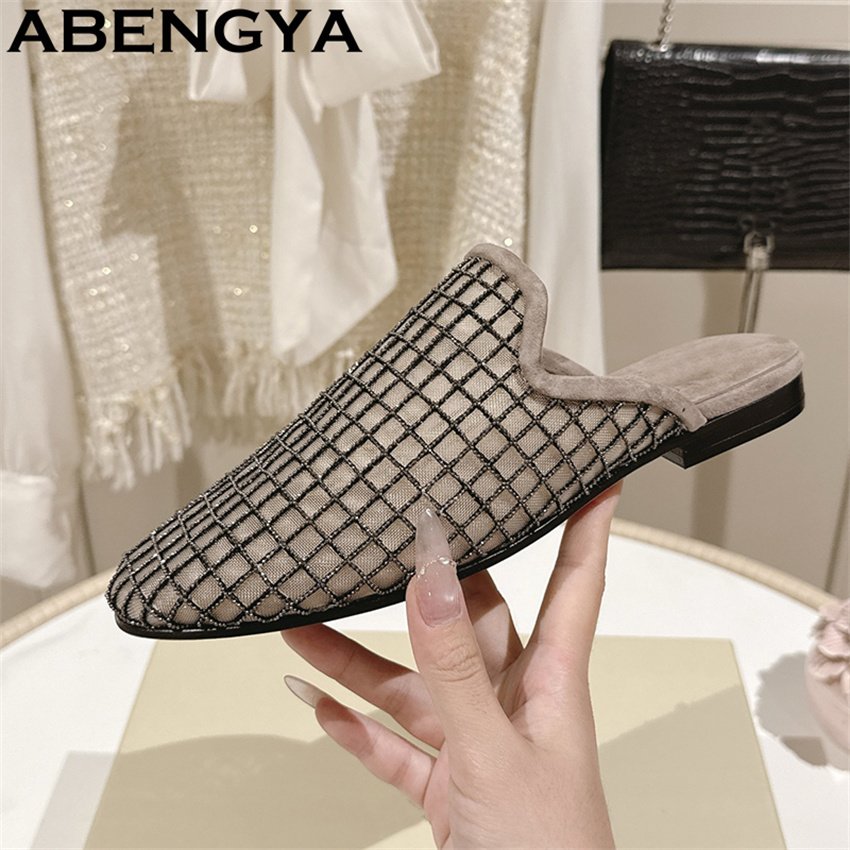 Shiny Lace Mesh Round Toe Flat - Ethnic Fashion For Women review and price