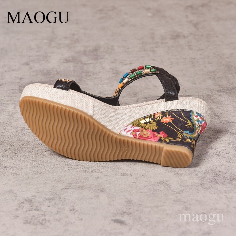 Boho Beaded Floral Wedge Sanda - Ethnic Fashion For Women review and price