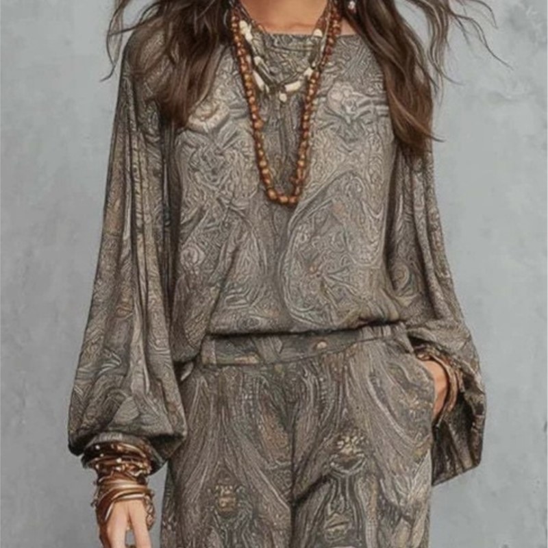 Boho Paisley Print Two-Piece S - Ethnic Fashion Style review and price